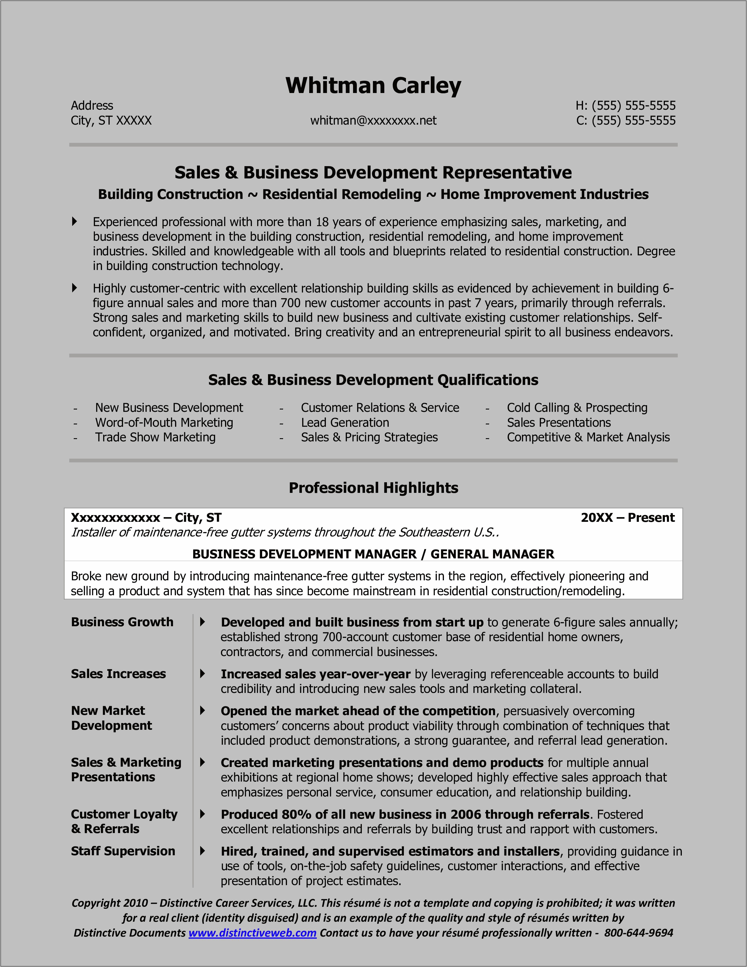 Resume Example For Small Business Owner