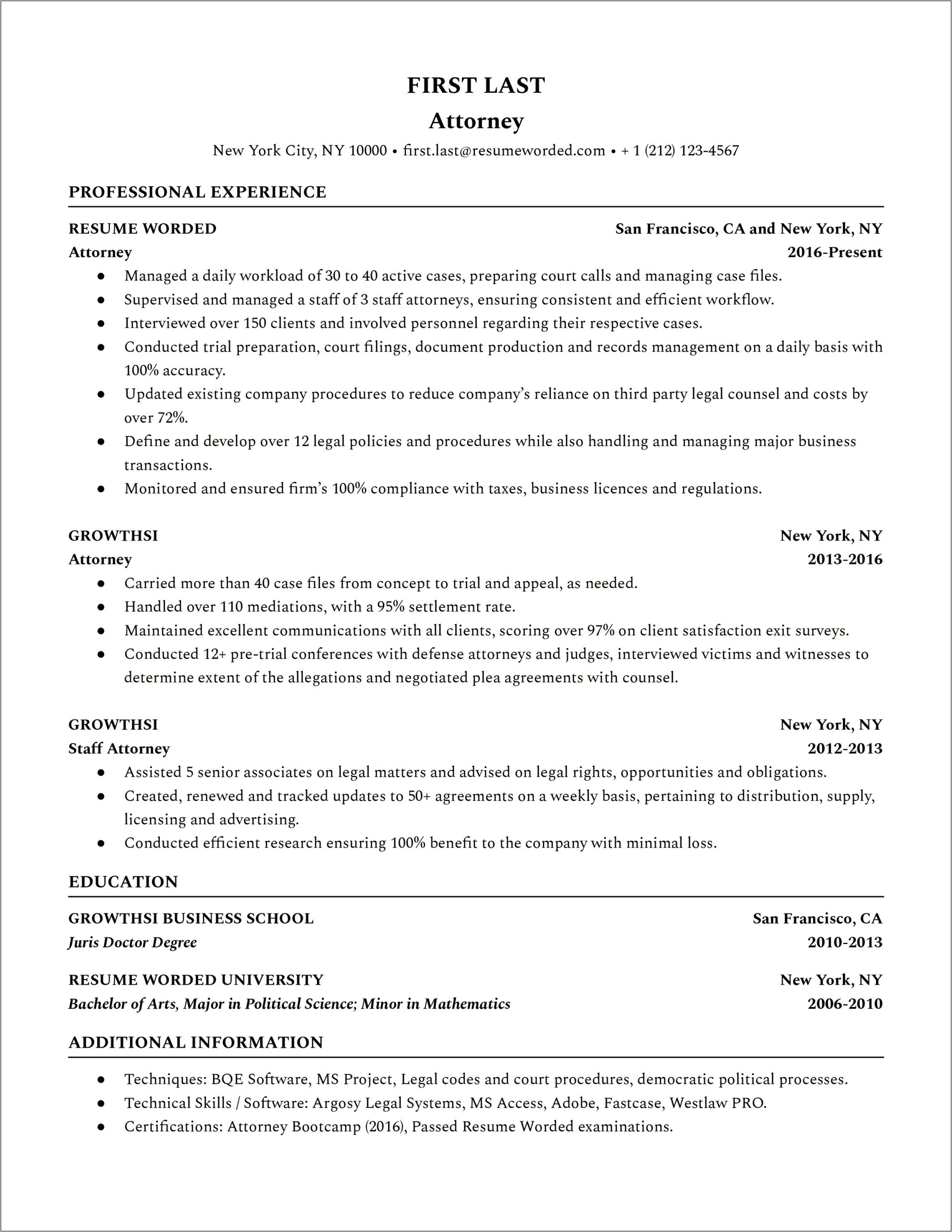 Resume Example Lawyer To Hr Manager