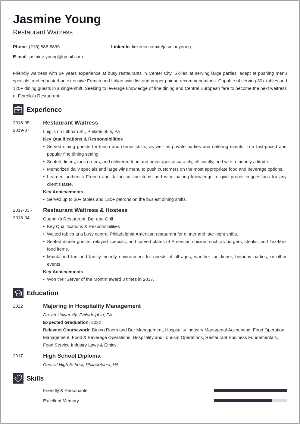 Resume Examples 2019 For No Experience