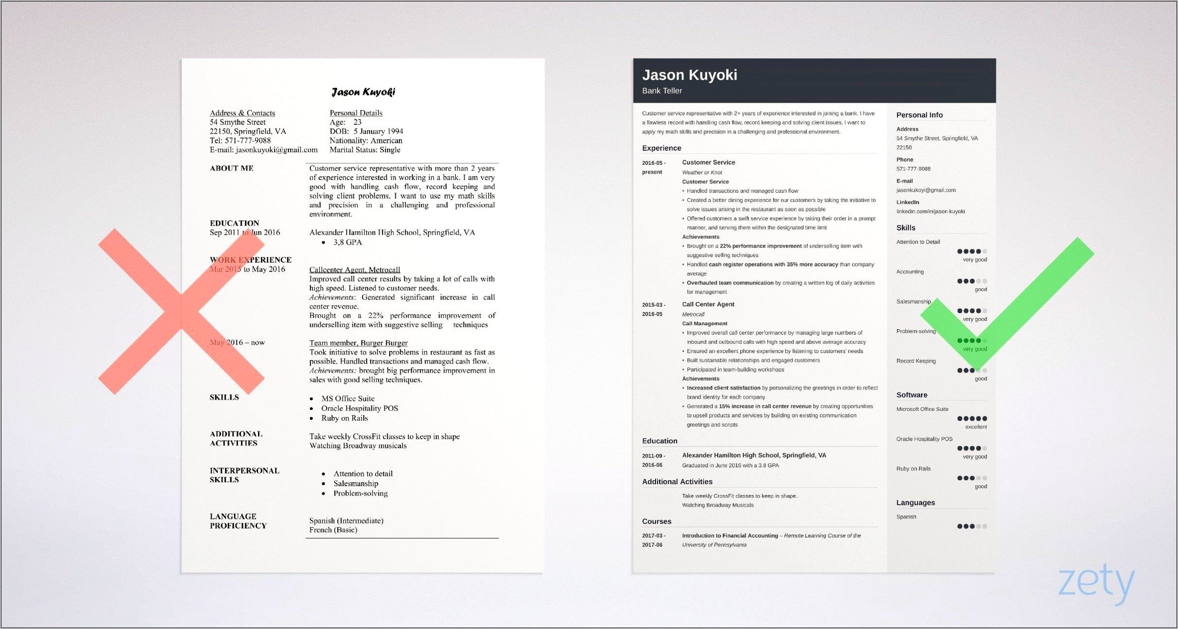 Resume Examples Bank Teller No Experience