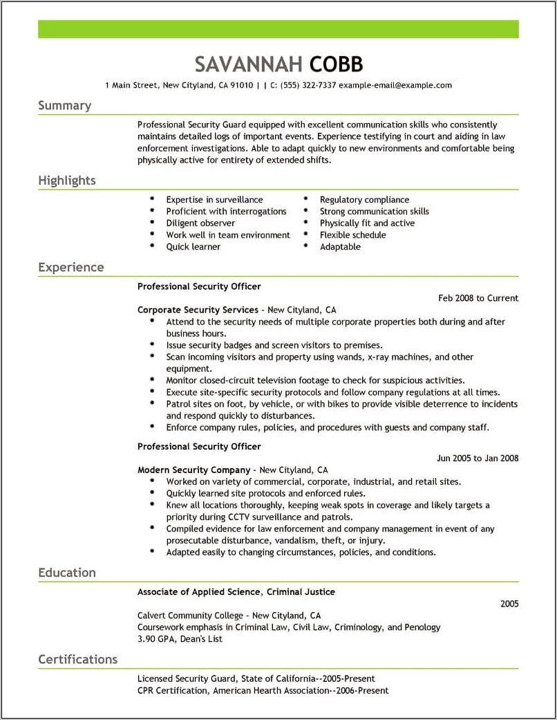Resume Examples Education Criminal Justice In Progress
