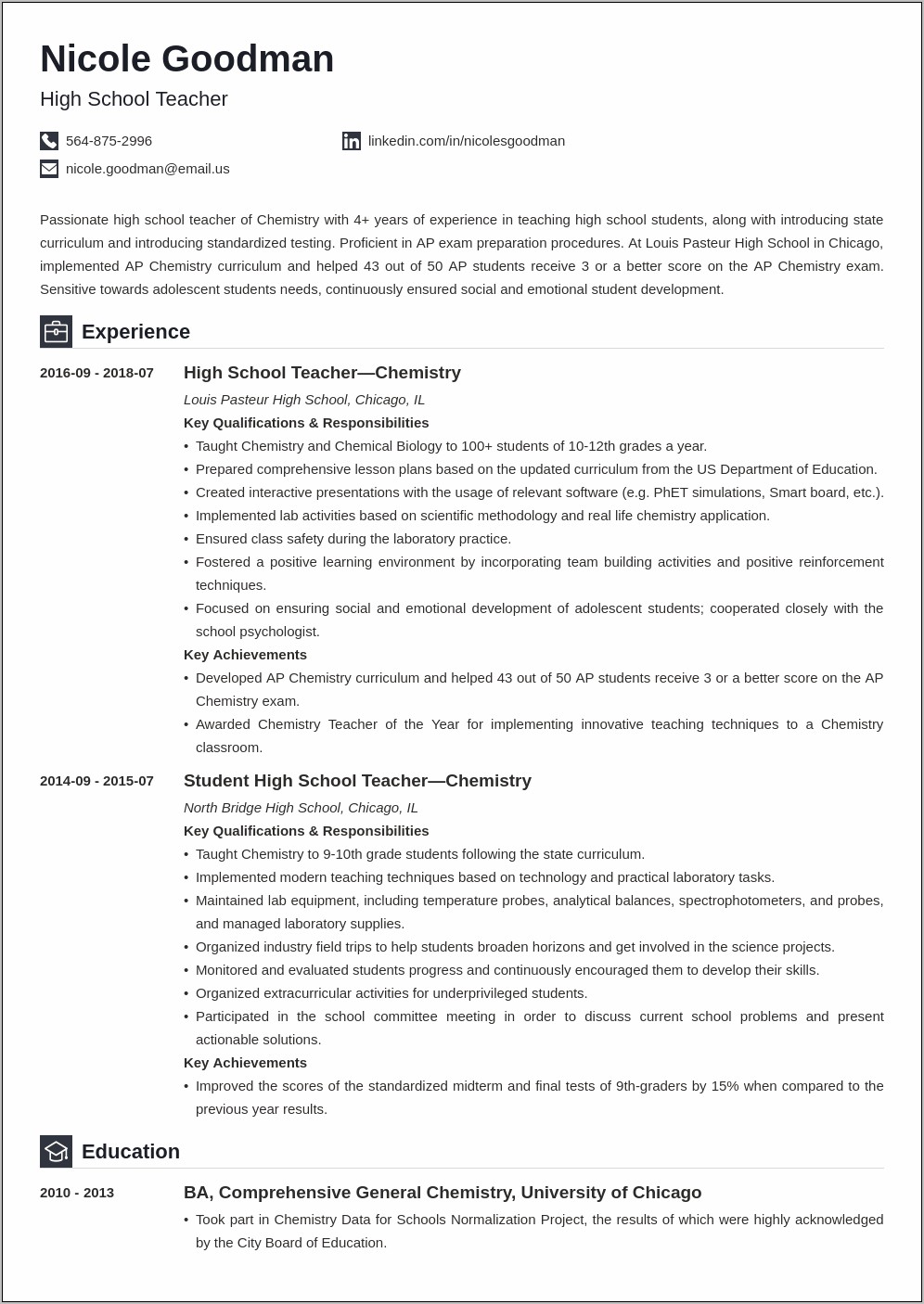 Resume Examples Education Section High School