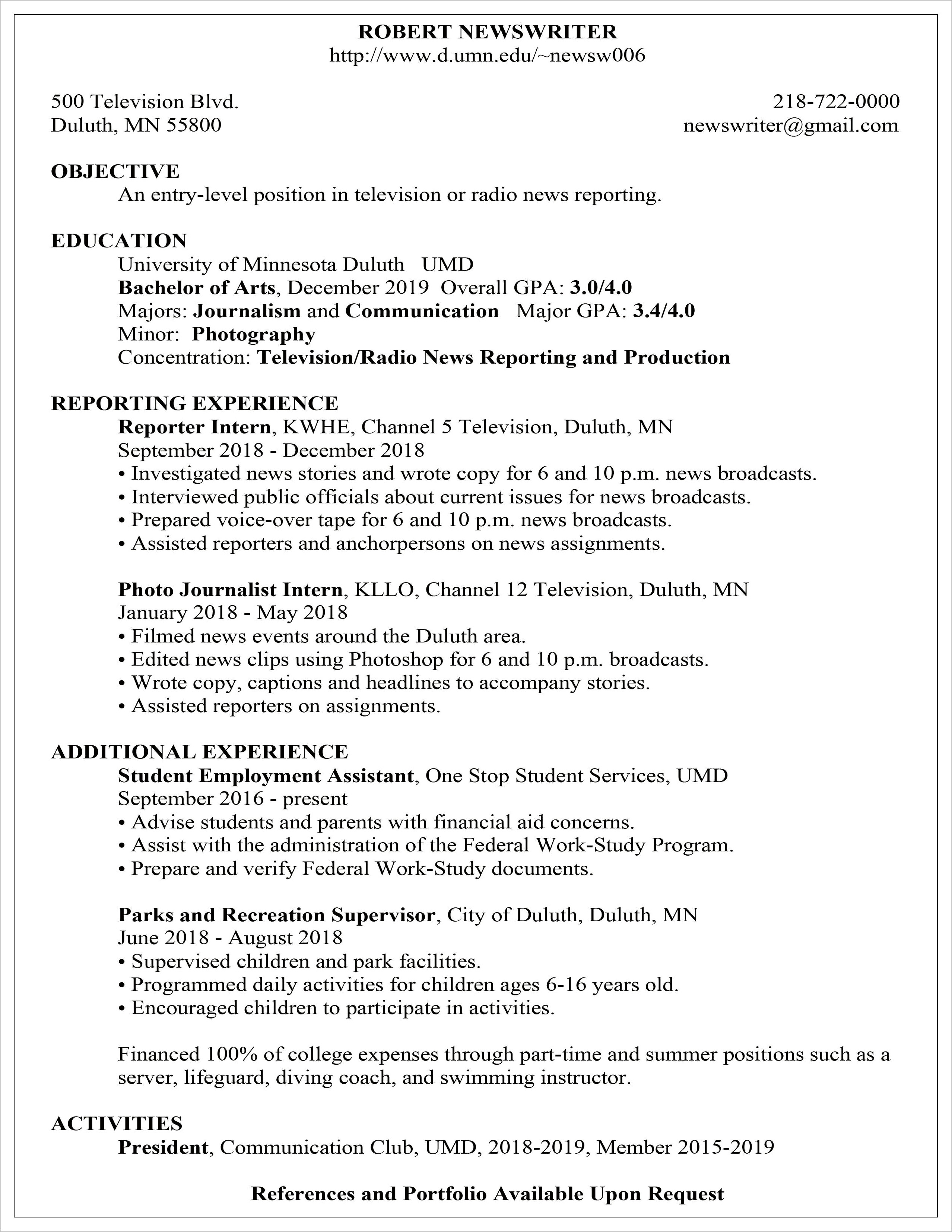 Resume Examples For 16 Yr Olds