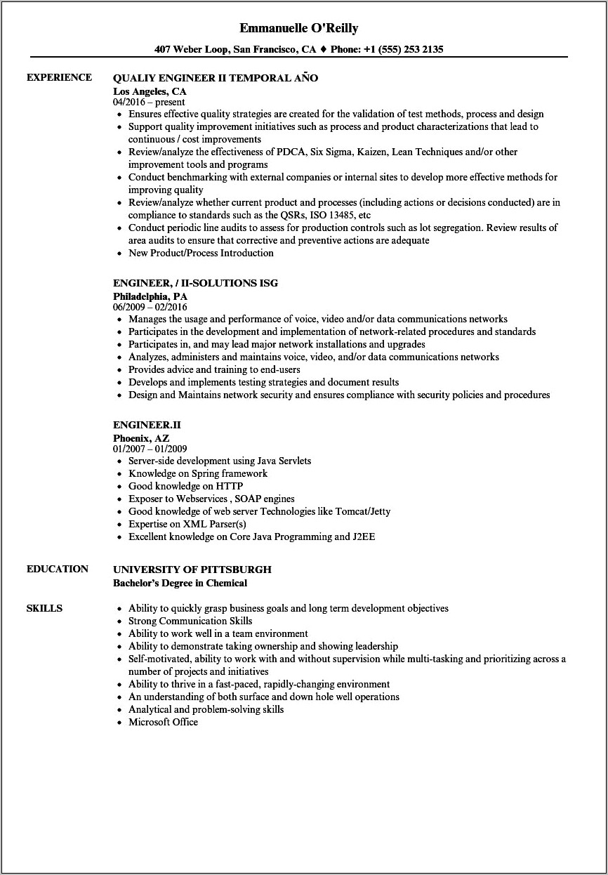 Resume Examples For 2nd Job