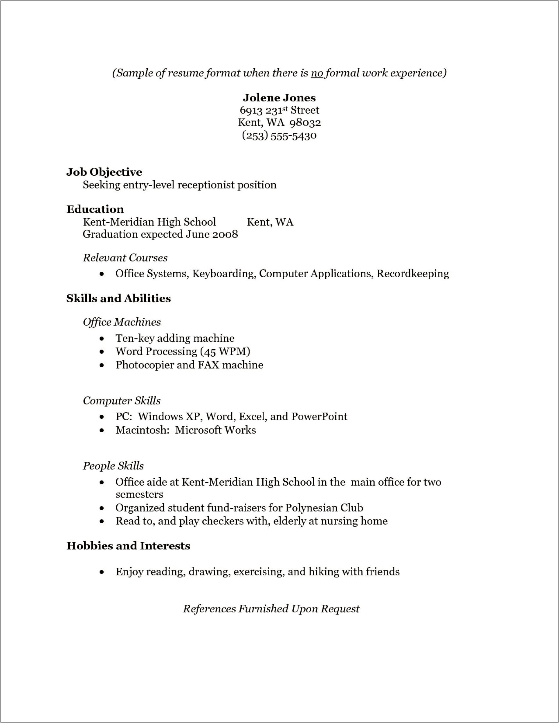 Resume Examples For A First Job