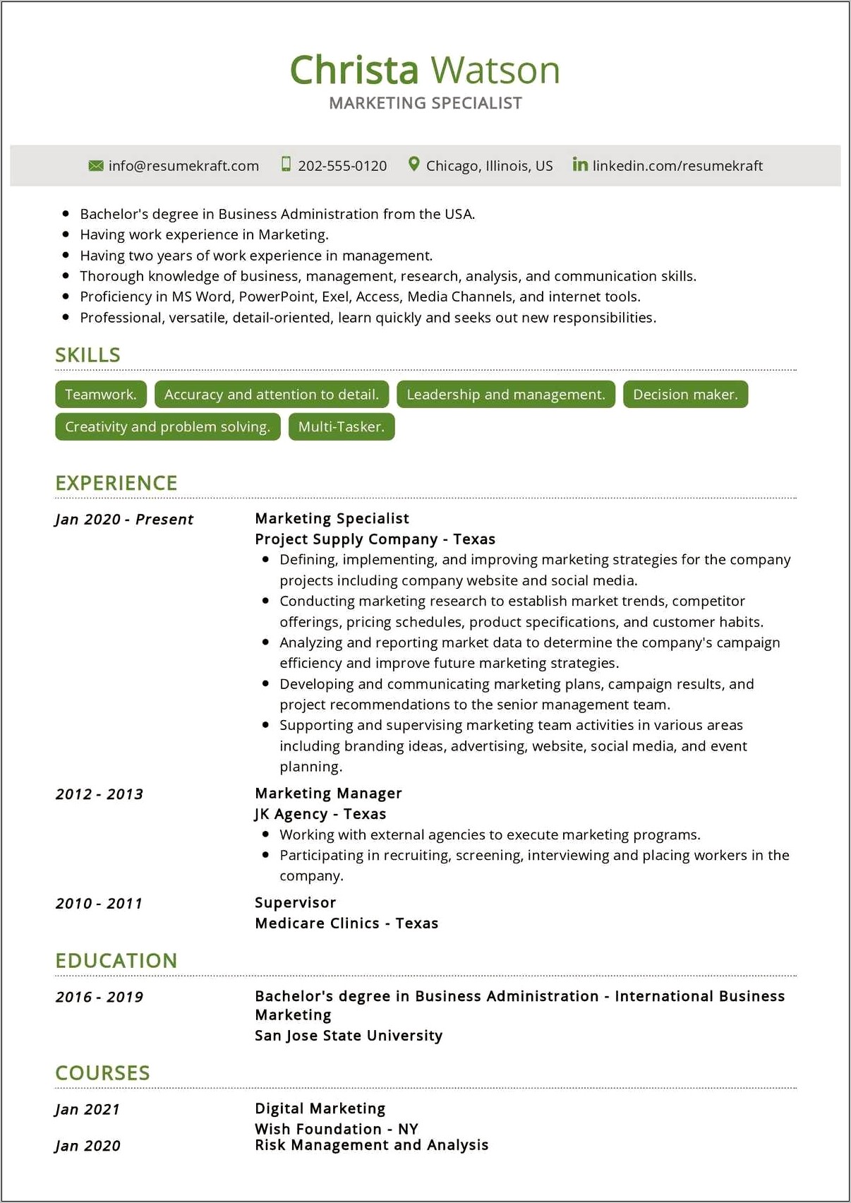 Resume Examples For Advertising Skills