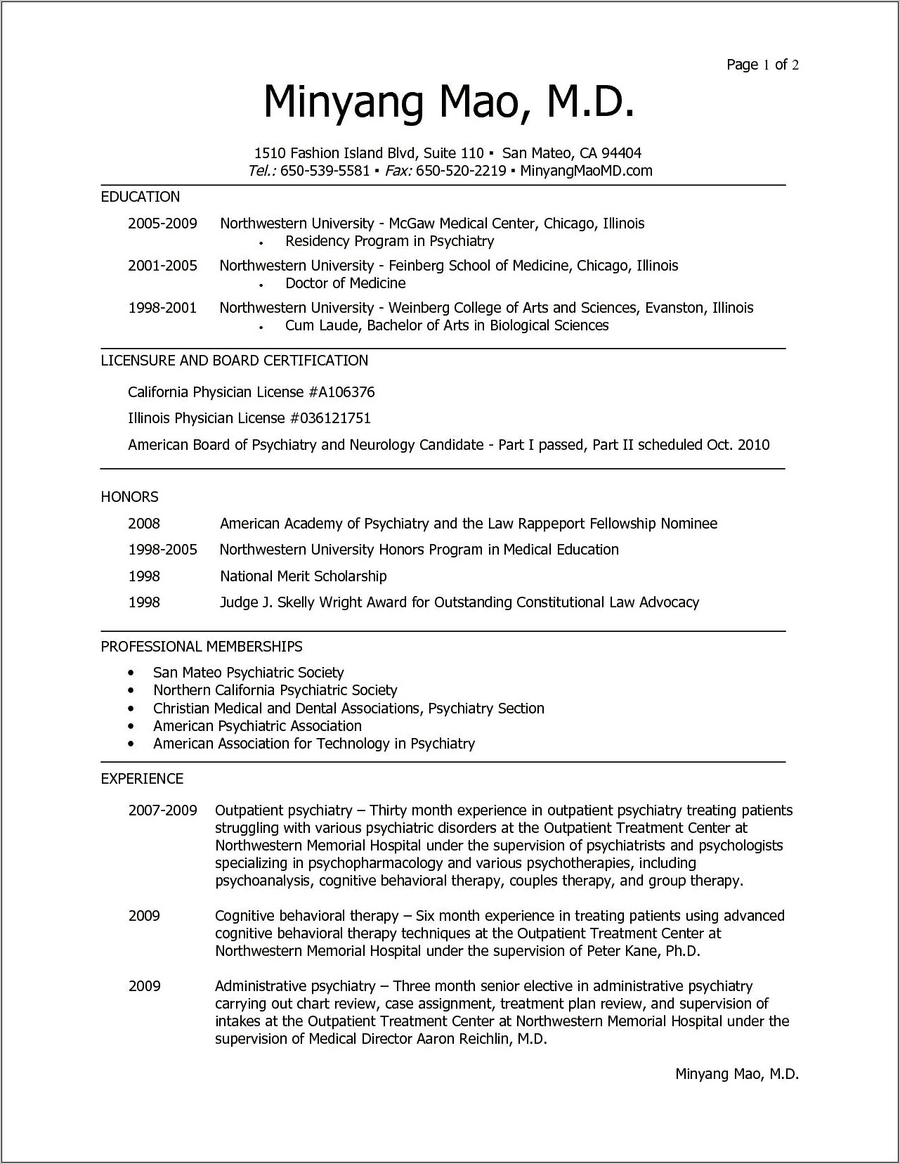 Resume Examples For Applying To Medical School