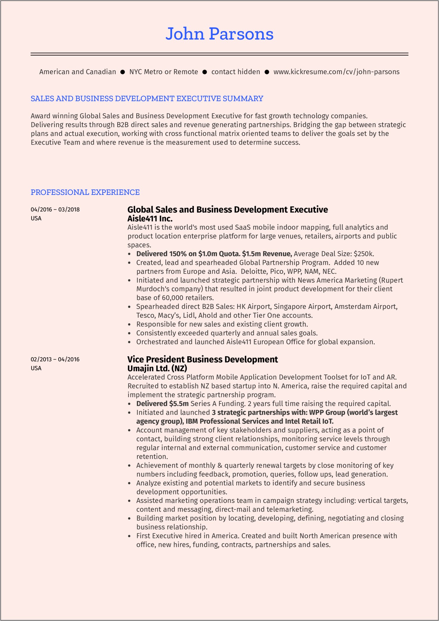 Resume Examples For Breif Summary And Backround