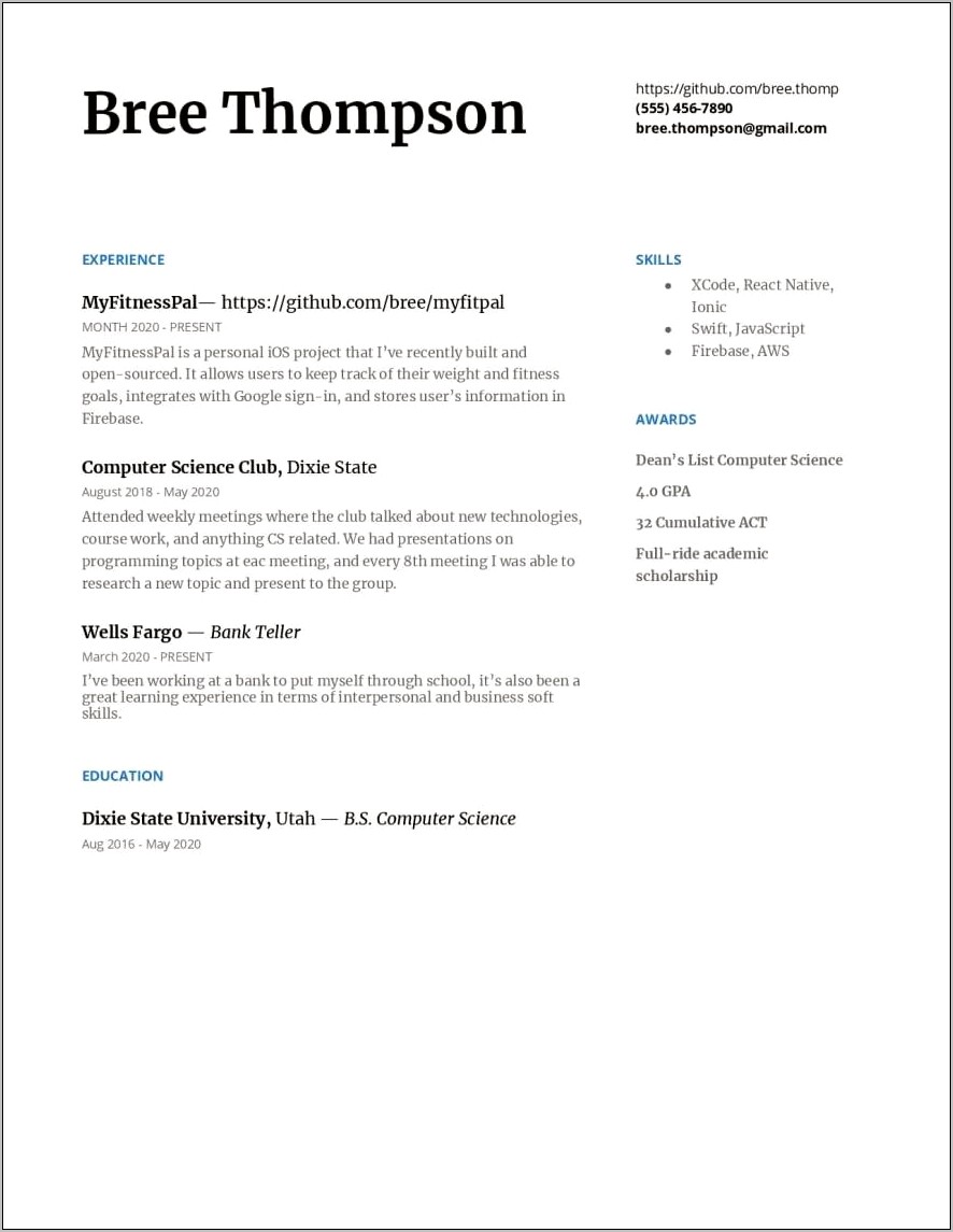 Resume Examples For Computer Engineering Students