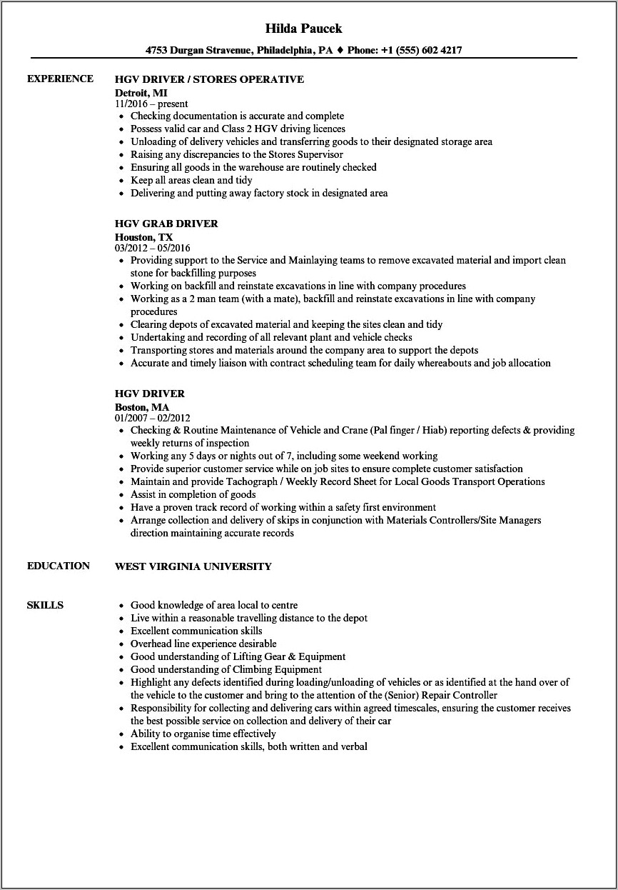 Resume Examples For Crane Operator And Slingers