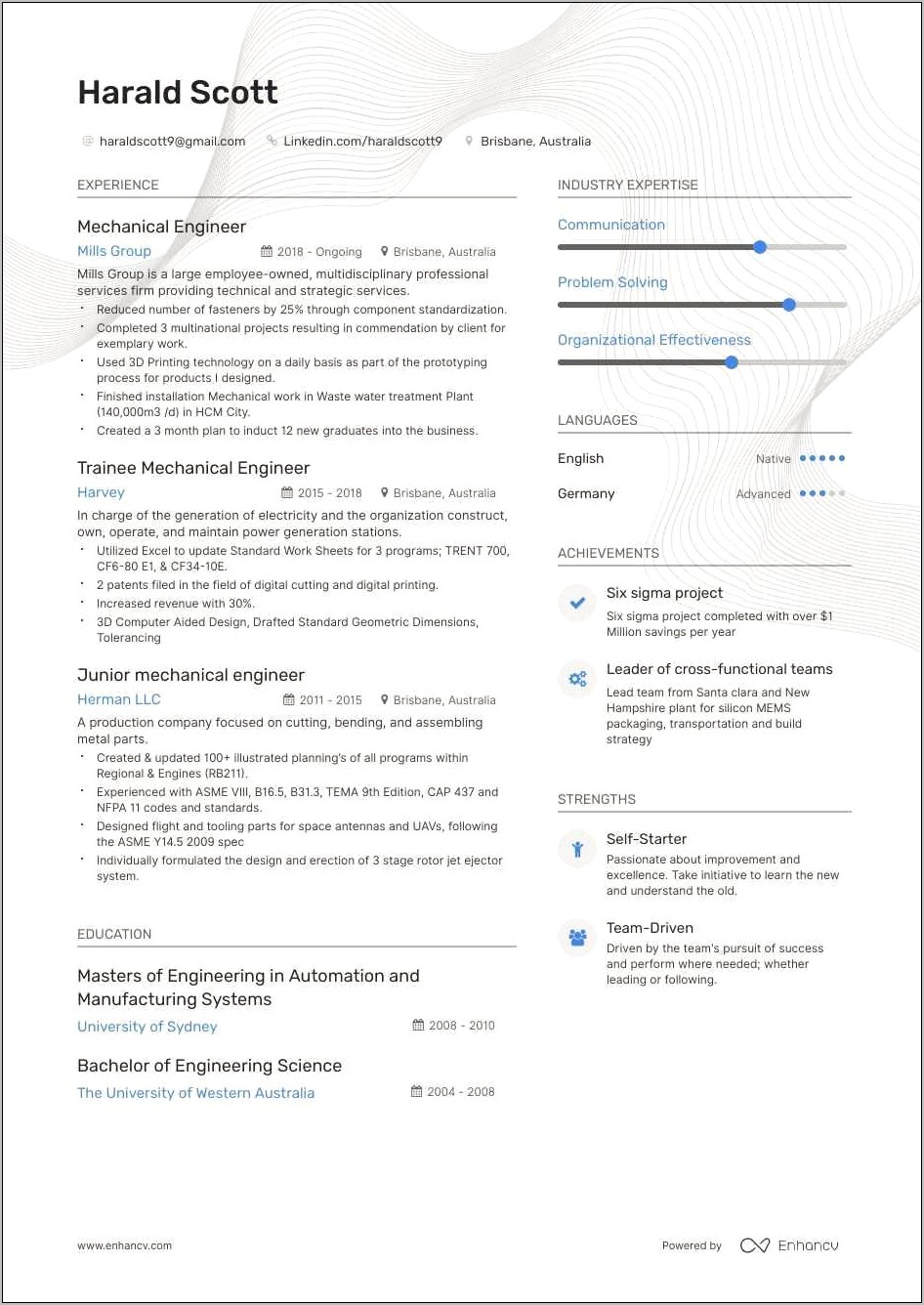 Resume Examples For Freshers Engineer