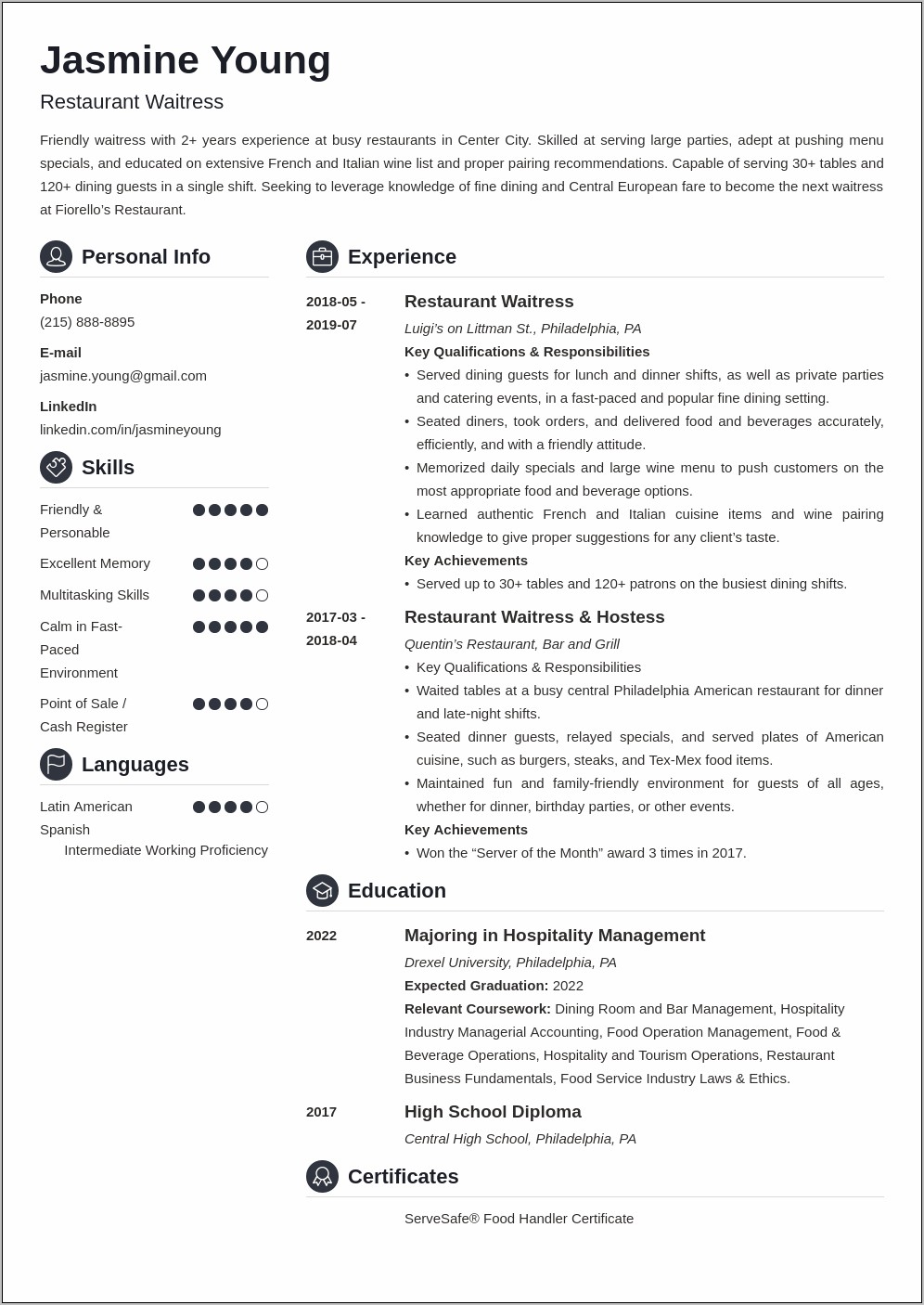 Resume Examples For Job Less Than A Year