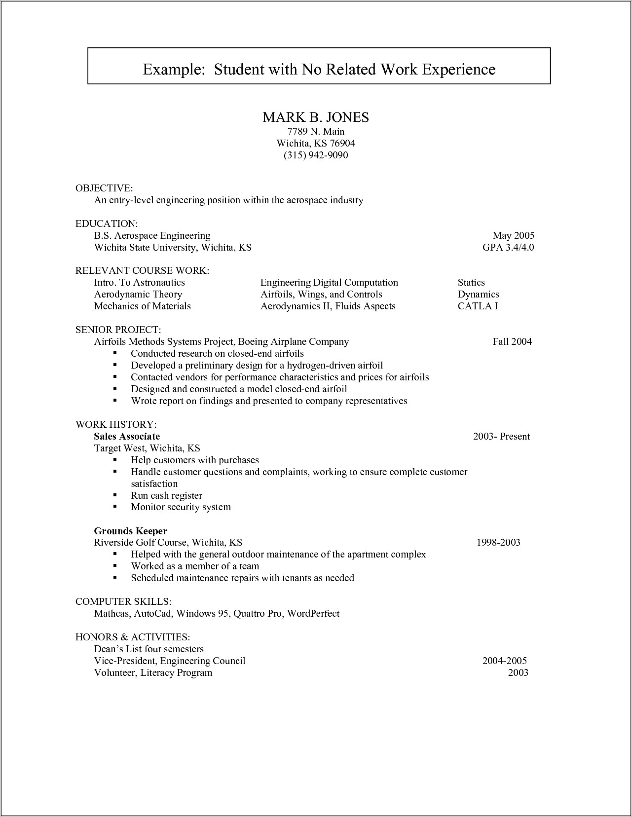 Resume Examples For Jobs With Little Experience