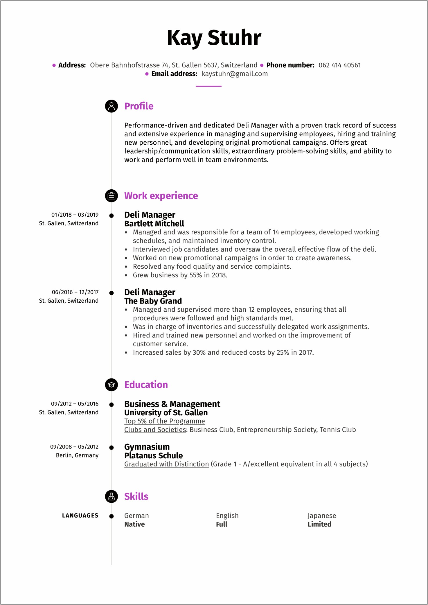 Resume Examples For Making The Work Schedule