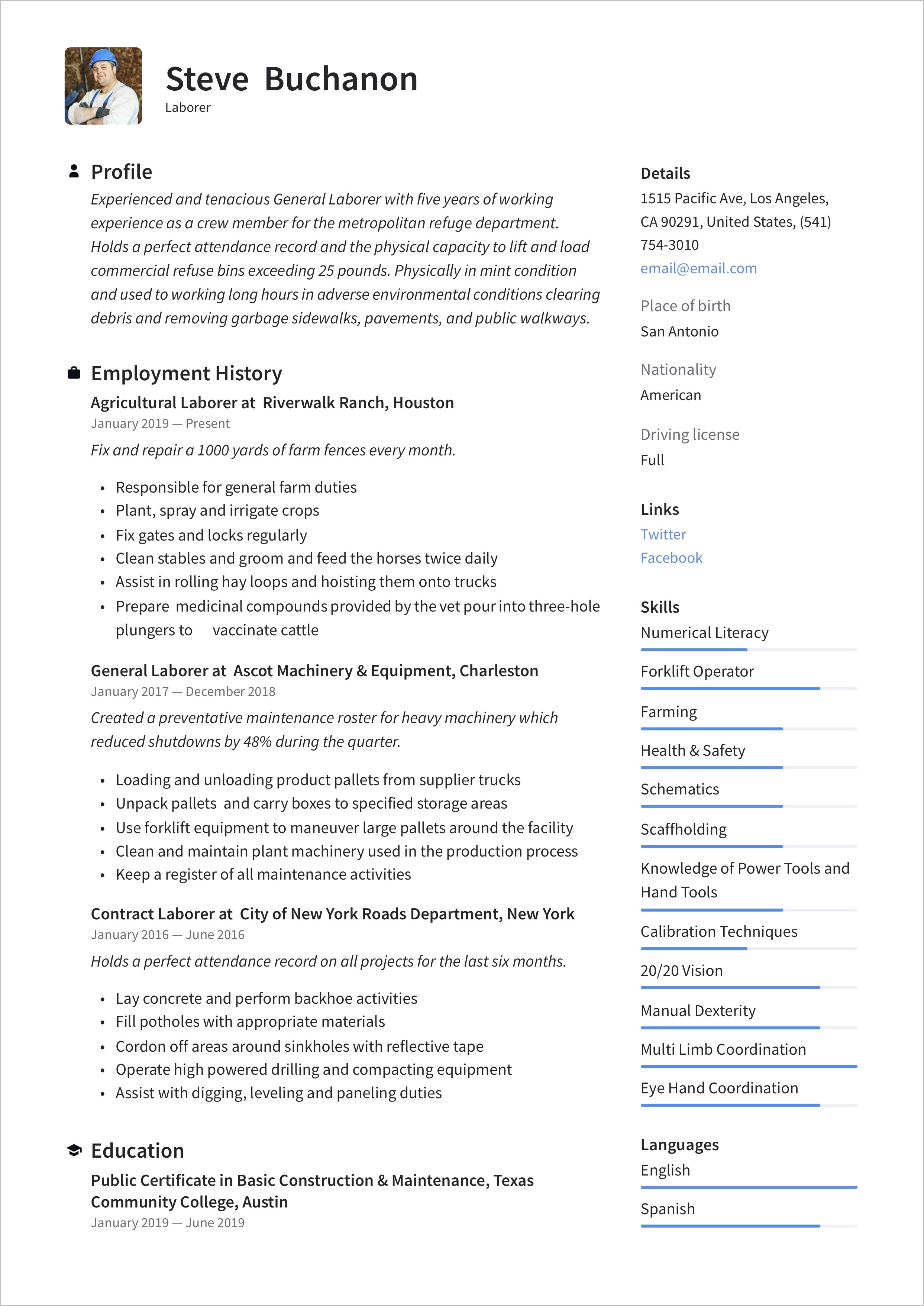 Resume Examples For Mine Jobs