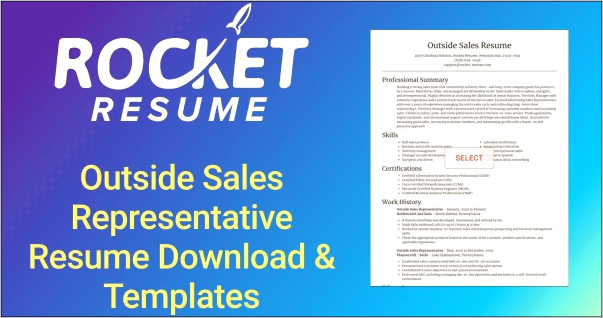 Resume Examples For Outside Sales Representatives