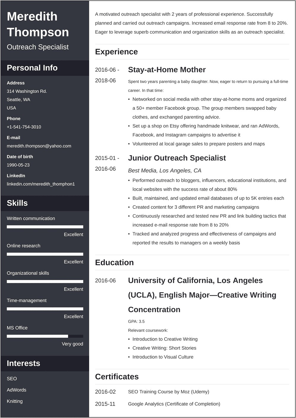 Resume Examples For Parents Long Term Unemployed