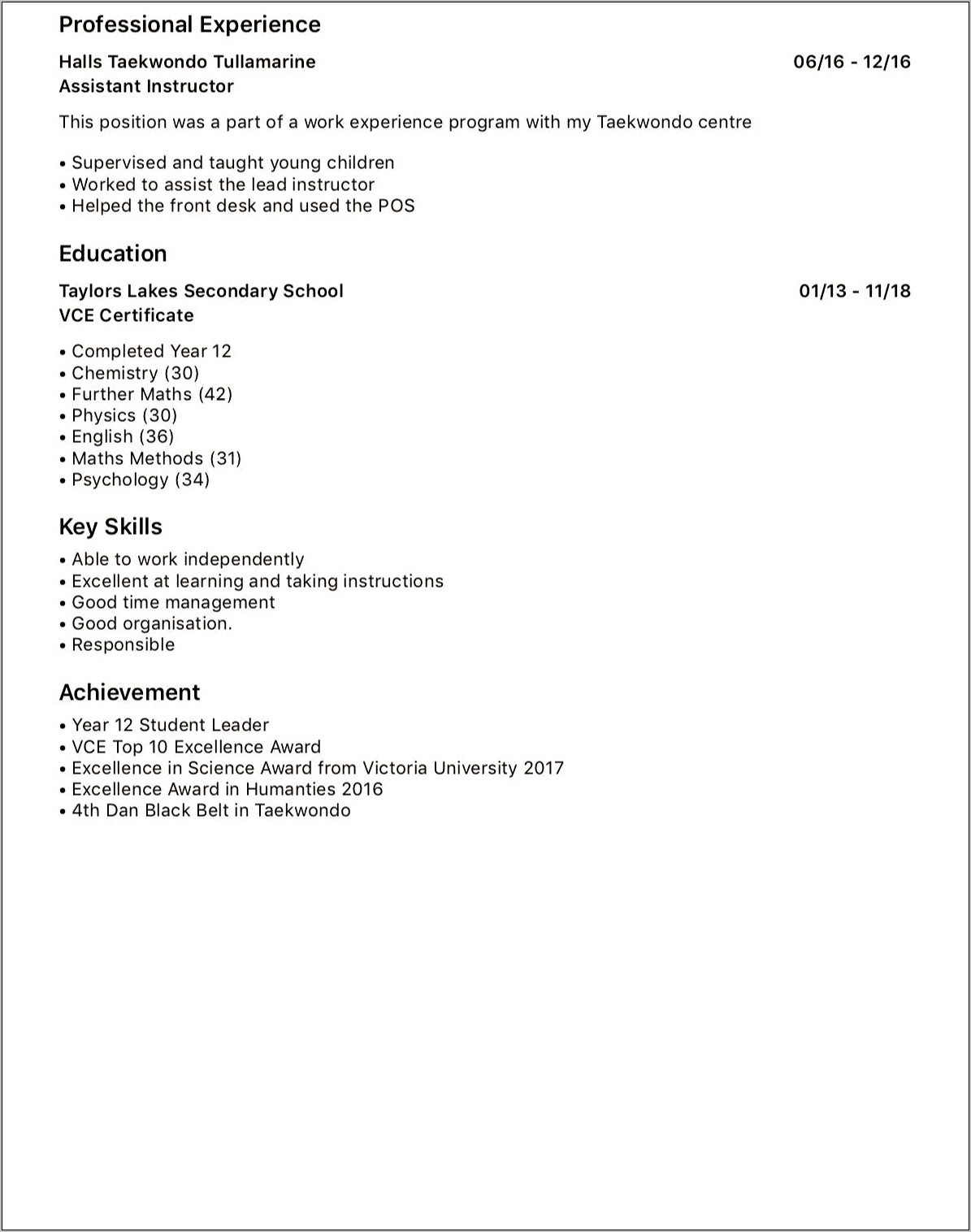 Resume Examples For Position But With No Experience