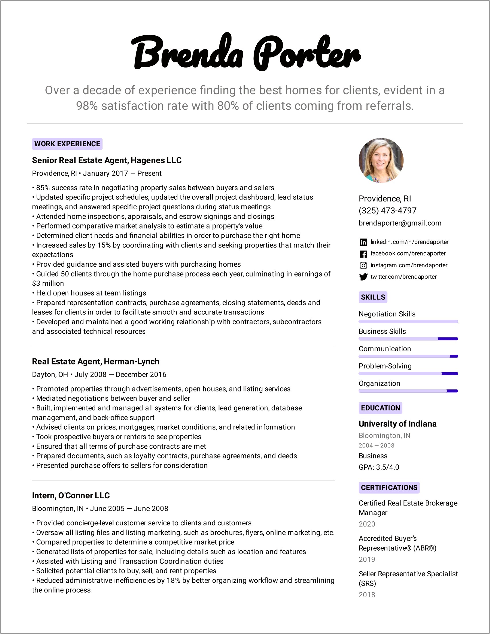 Resume Examples For Real Estate Assistant