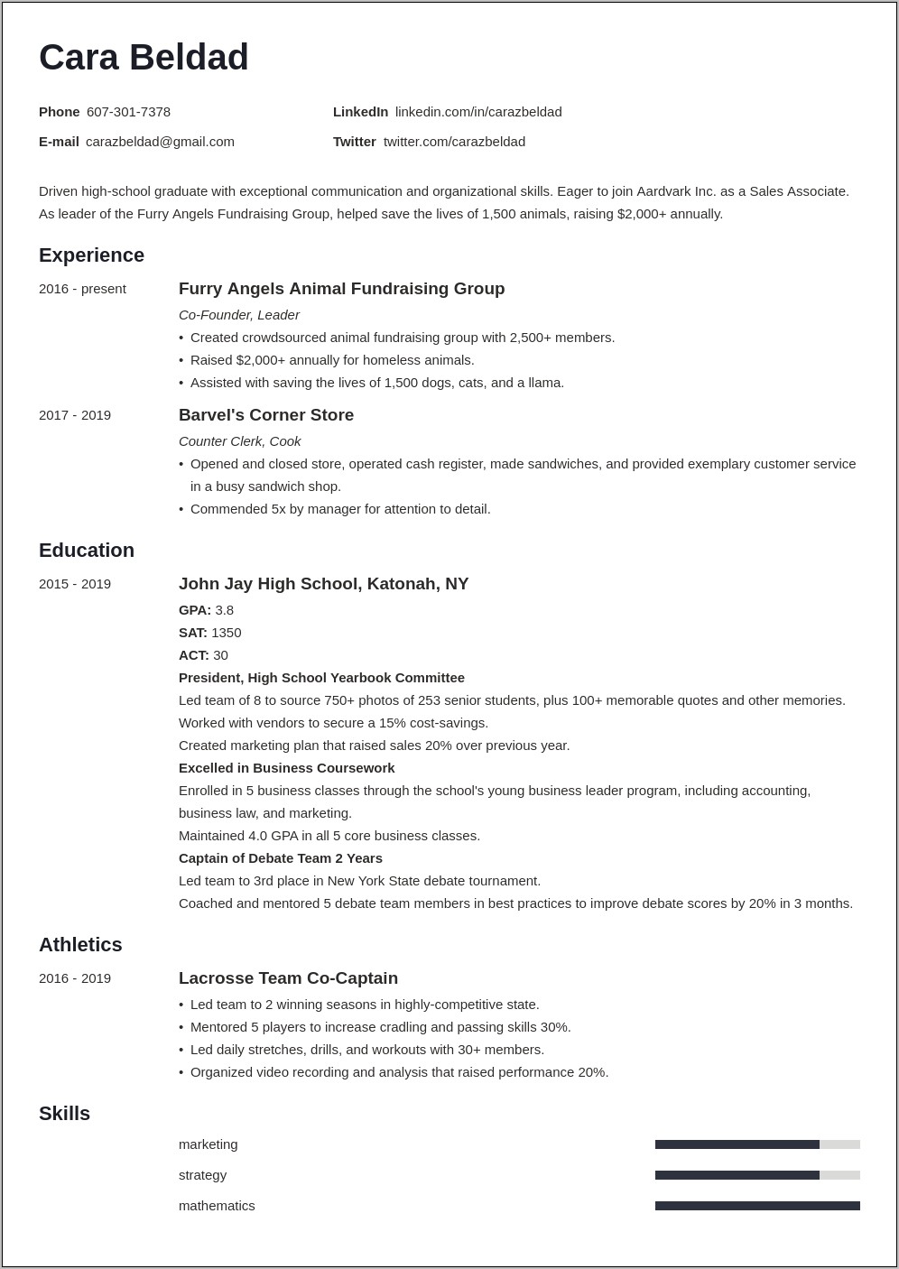Resume Examples For Someone With Little Experience