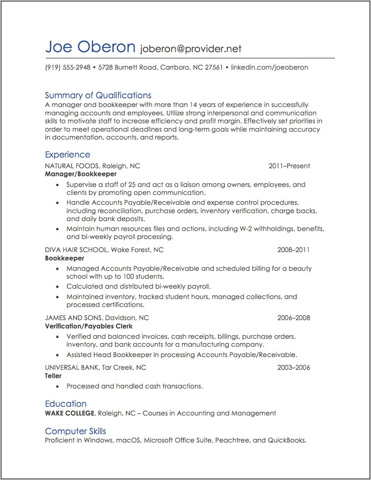 Resume Examples For Varied Work History