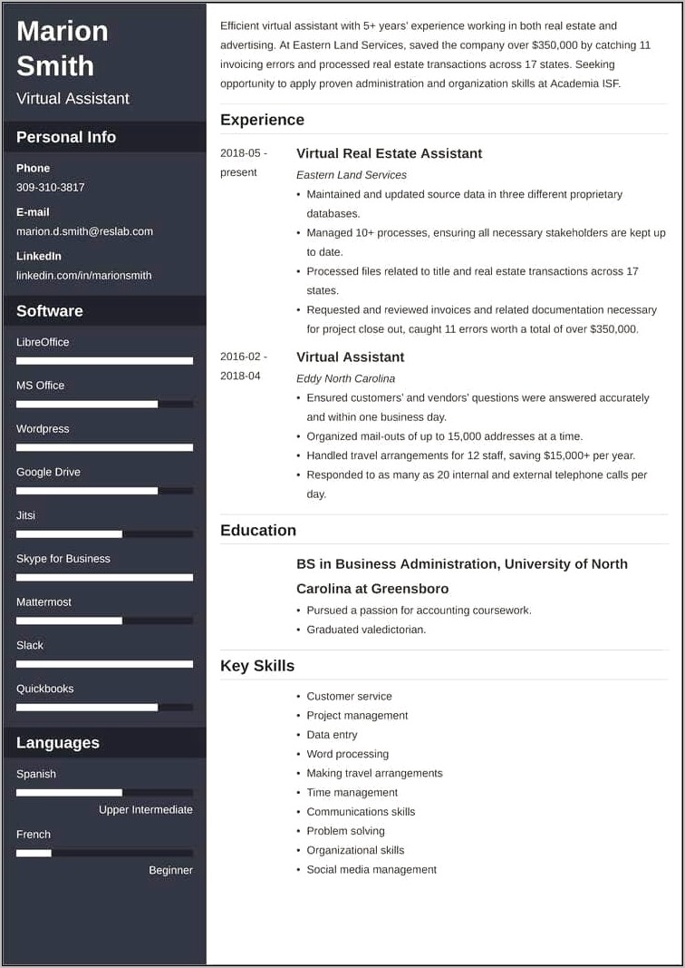 Resume Examples For Virtual Service Rep