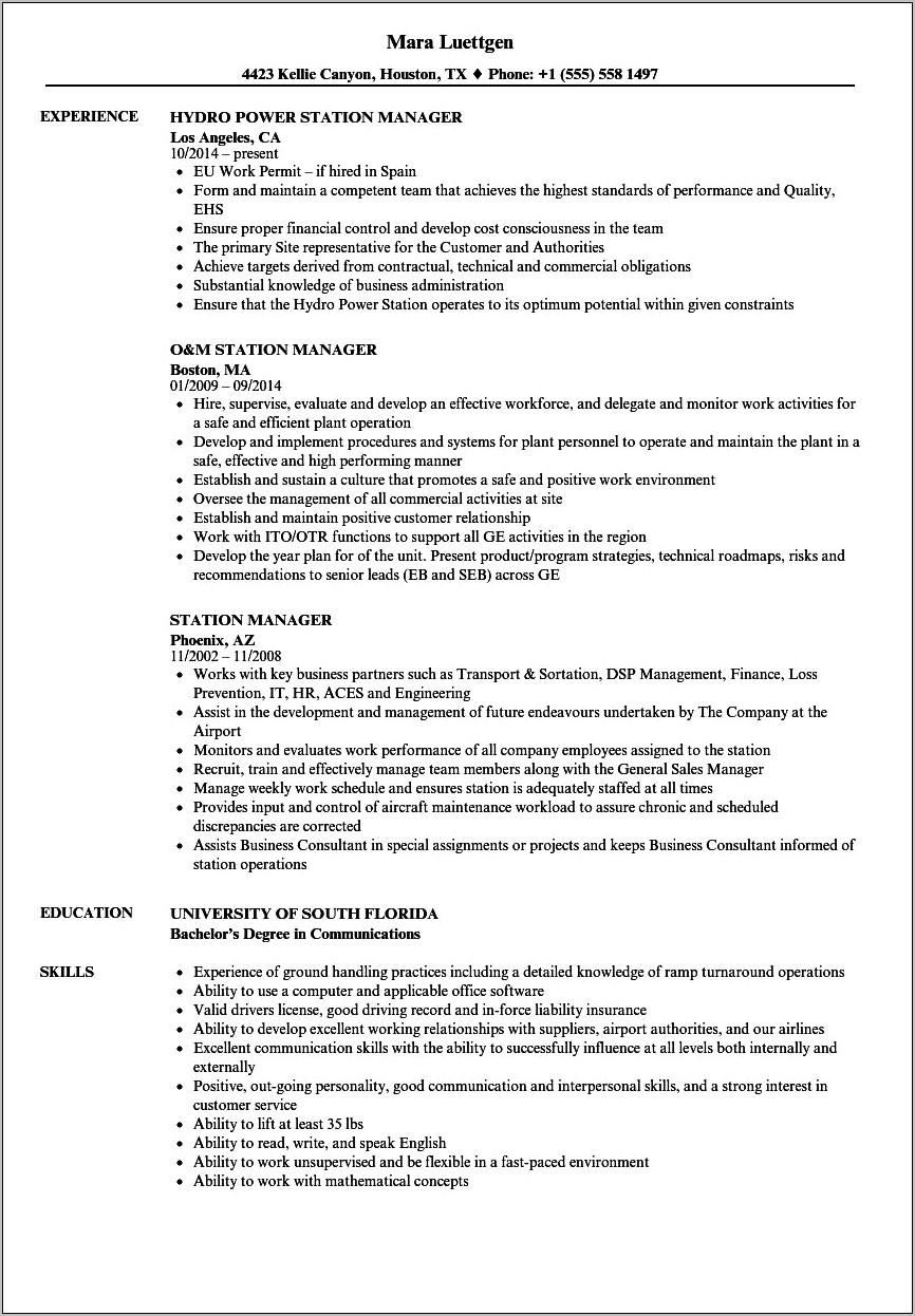 Resume Examples For Working At A Convienent Store