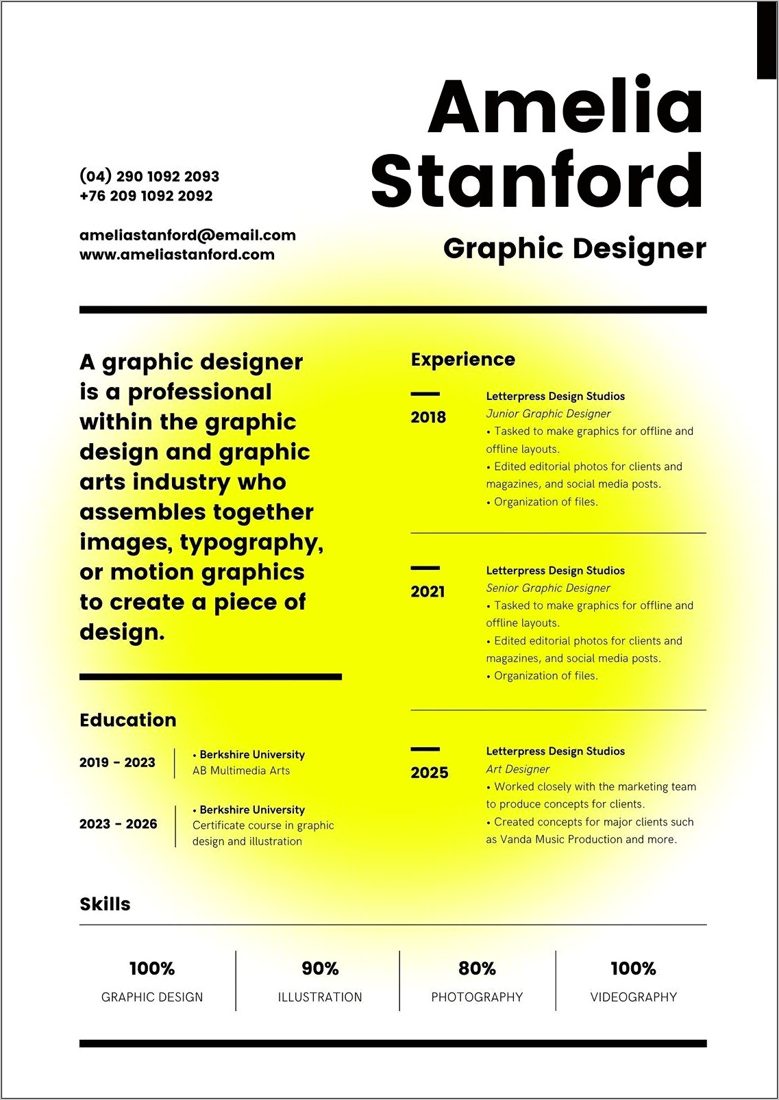 Resume Examples Graphic Design Wording