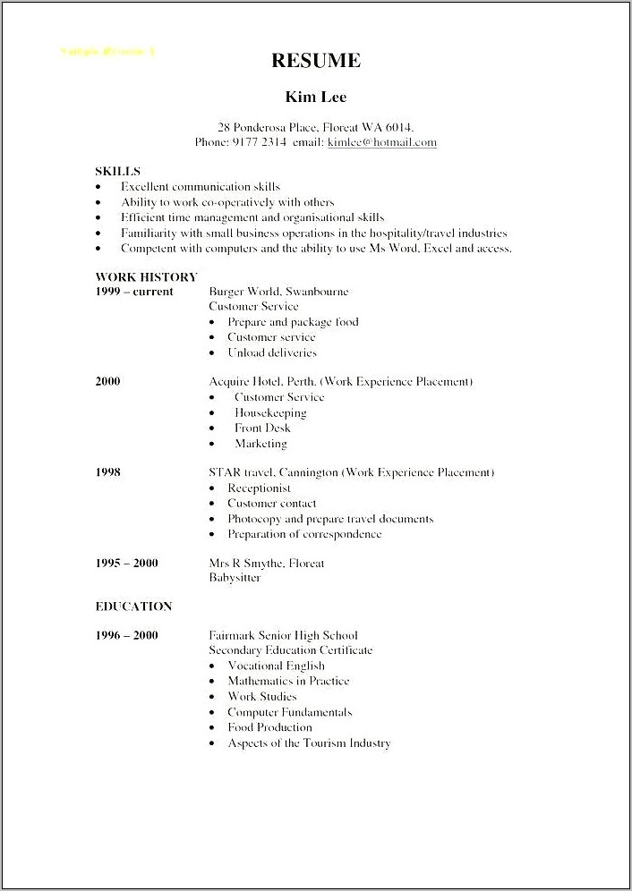 Resume Examples Of A Prodction Worker