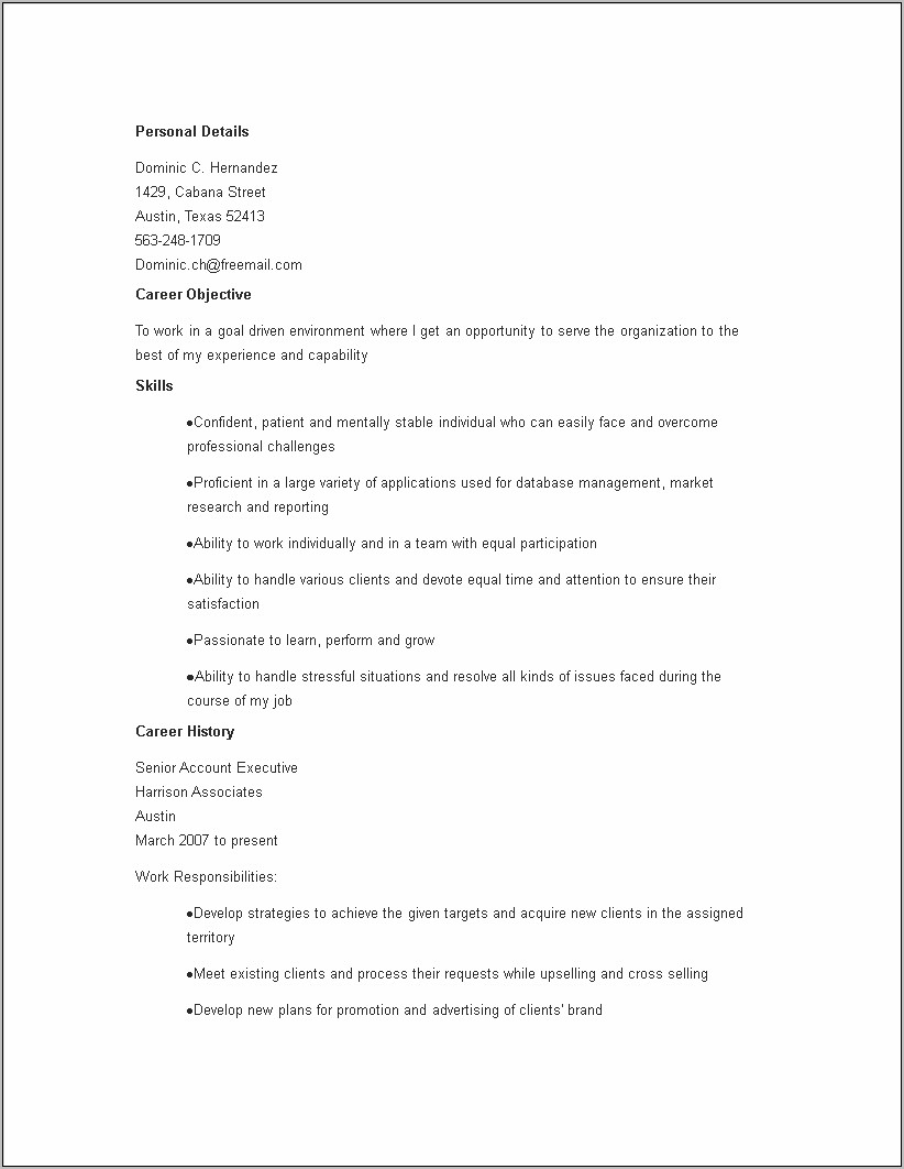 Resume Examples Of Additional Skills Goal Driven