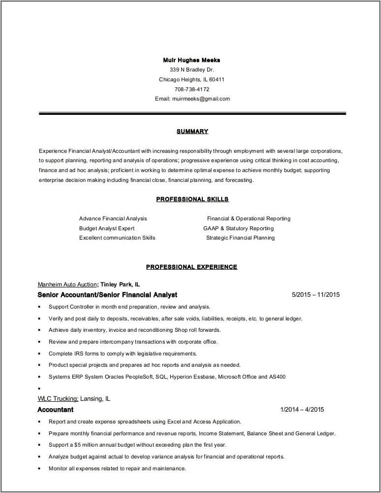 Resume Examples Of Inventory And Invoice Management