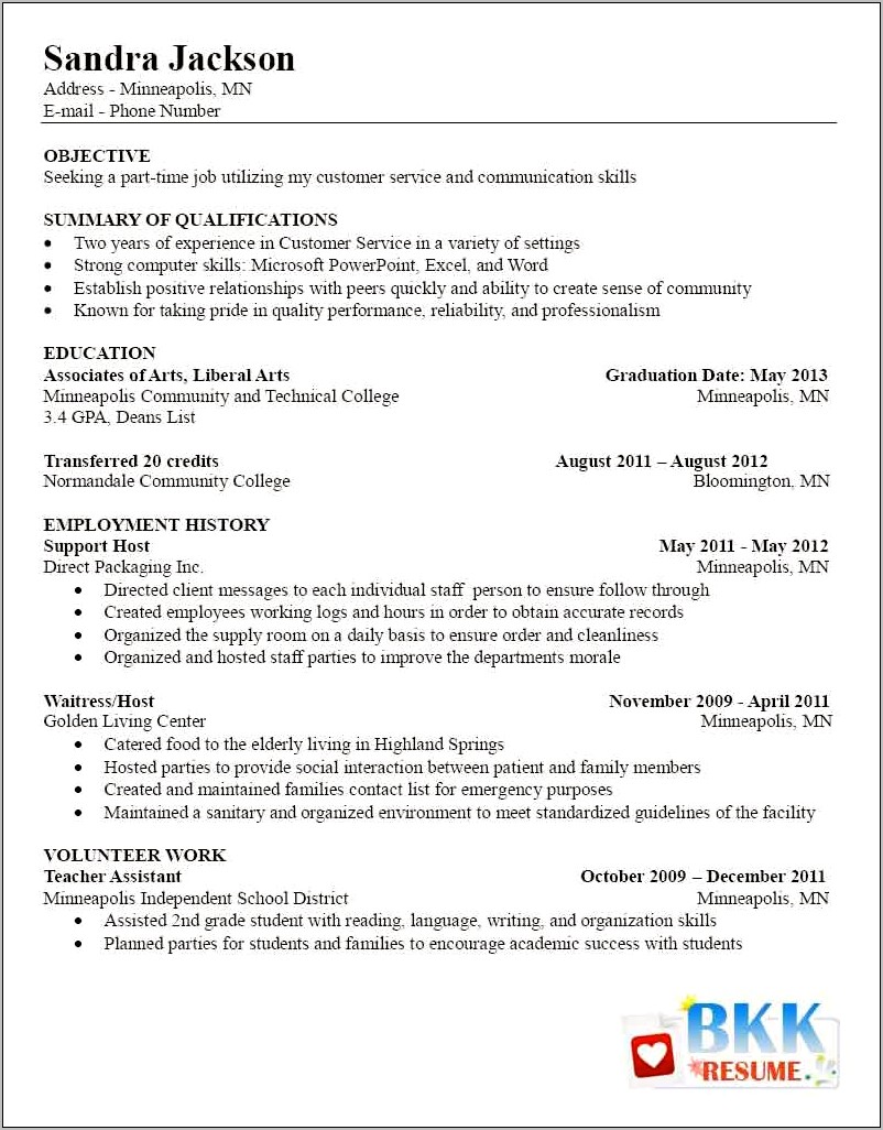 Resume Examples Of Someone In Customer Service