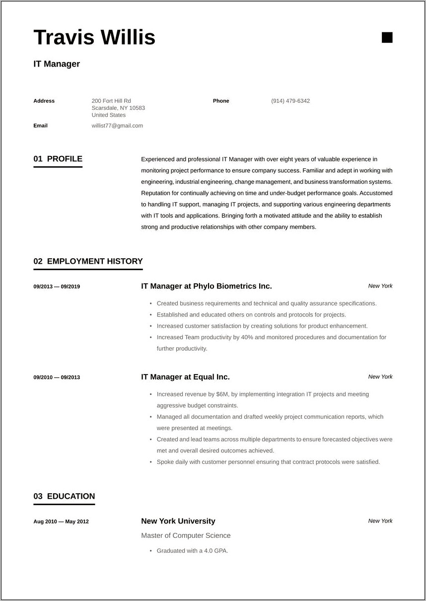 Resume Examples Of Students With Multiple Addresses
