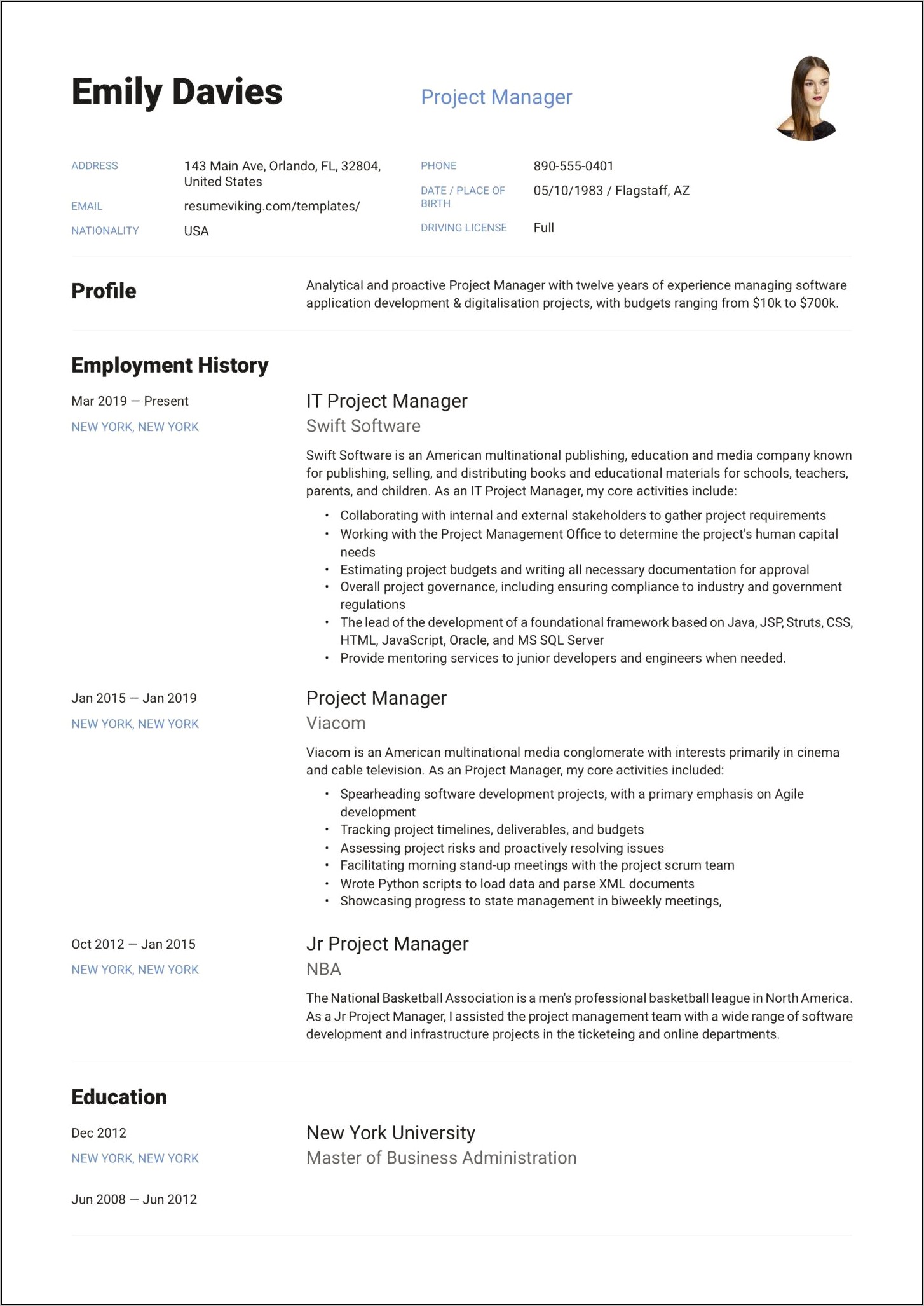 Resume Examples Project Manager Aerospace Forbes