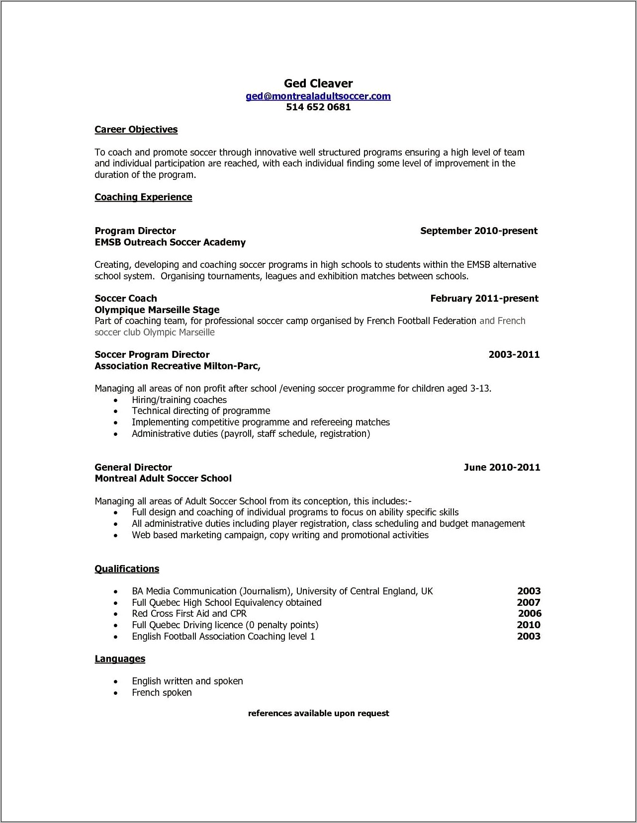 Resume Examples With Only A Ged As Education