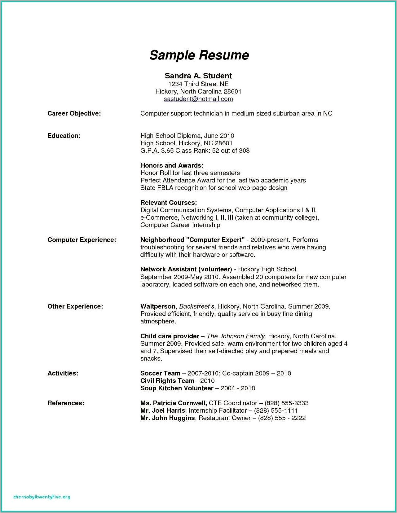 Resume Examples Without High School Diploma