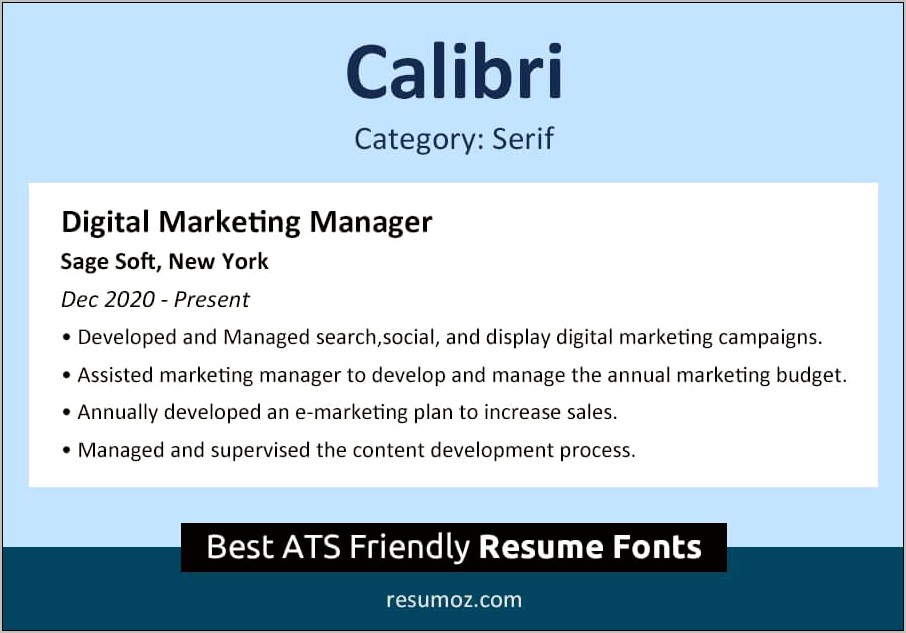 Resume Fonts That Work With Most Screening
