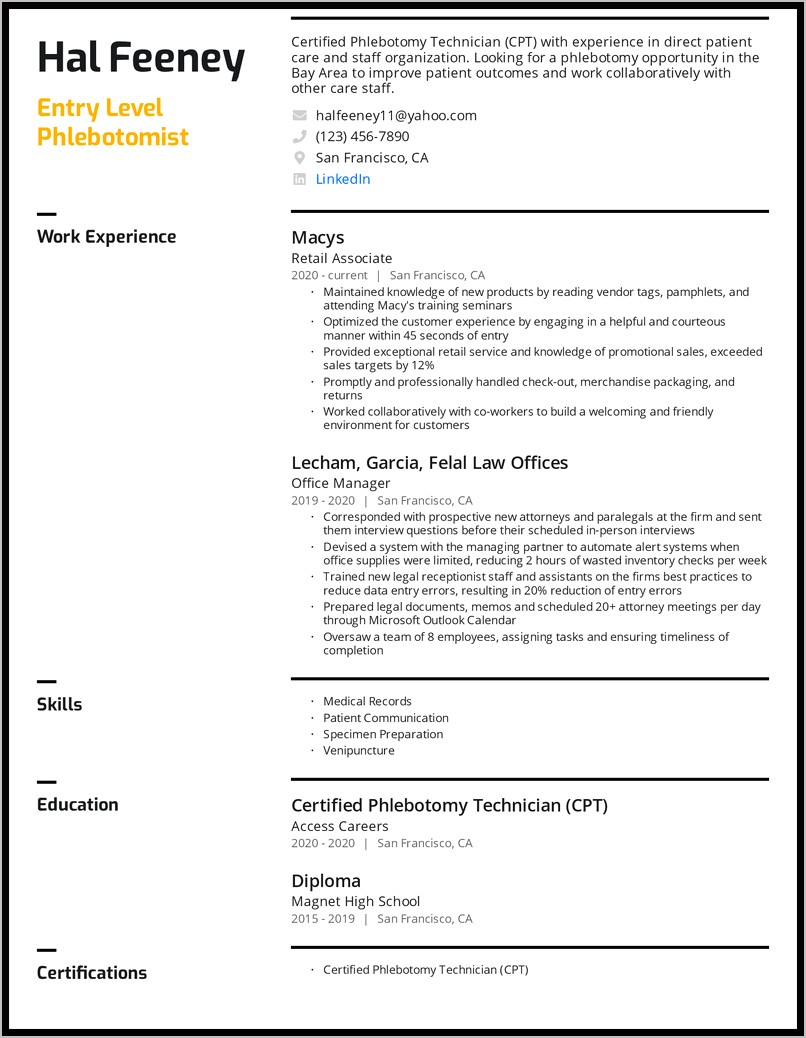 Resume For A Beginner With No Experience