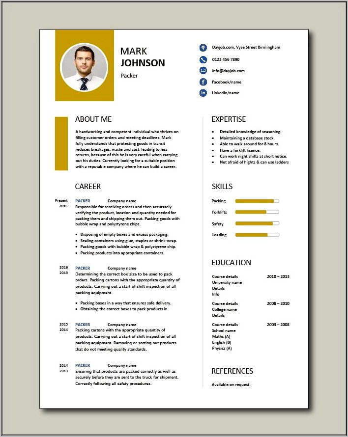Resume For A Factory Job Free Templates
