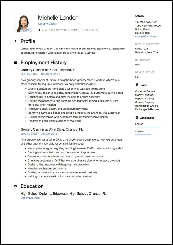 Resume For A Grocery Store Job