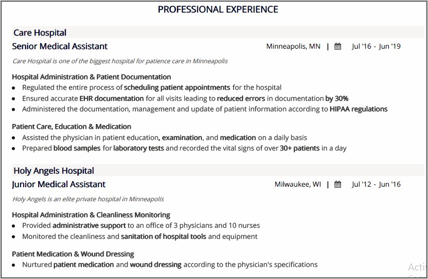 Resume For A Medical Assistant Skills