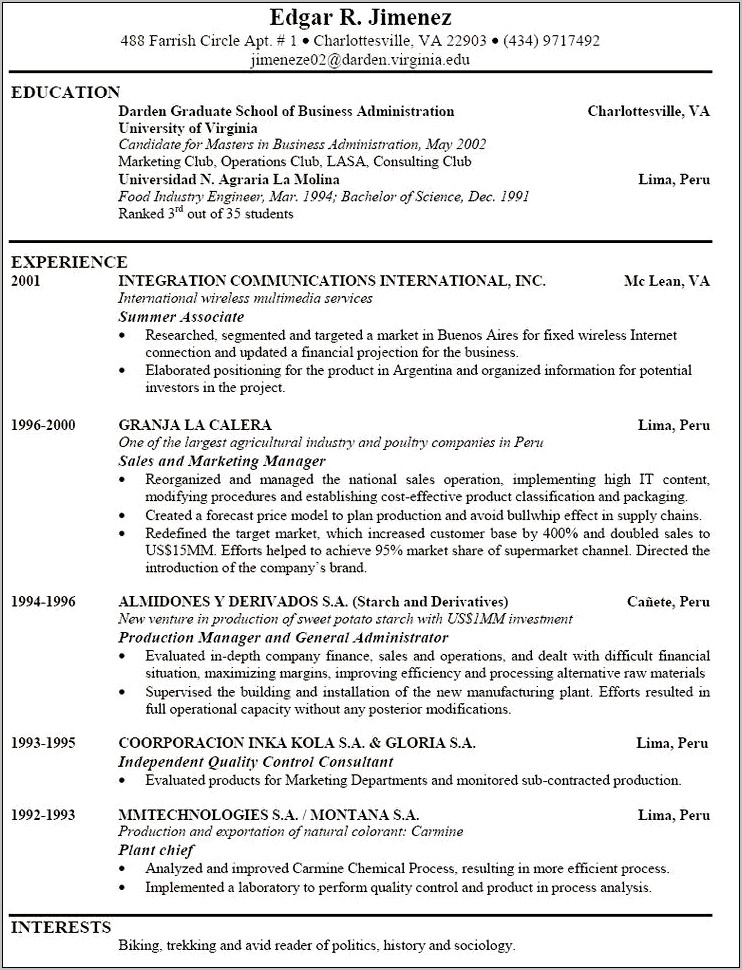 Resume For A Va Engineering Jobs