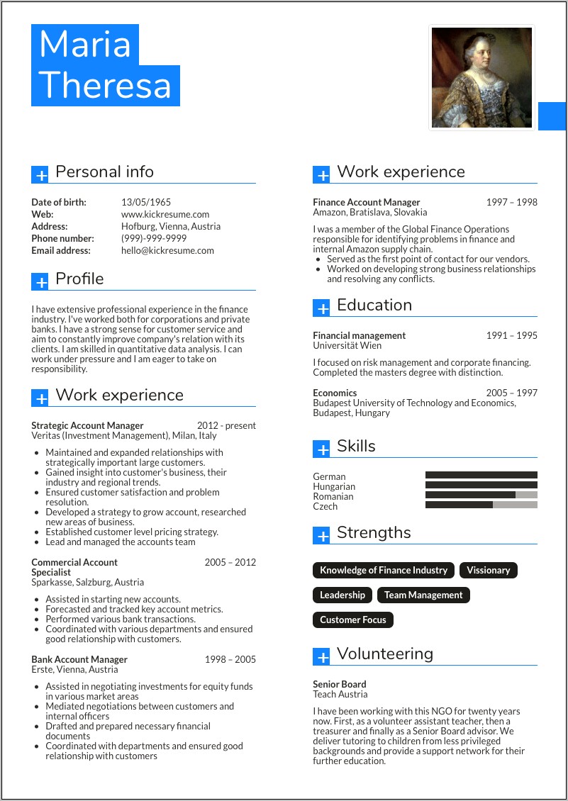 Resume For Account Manager Position