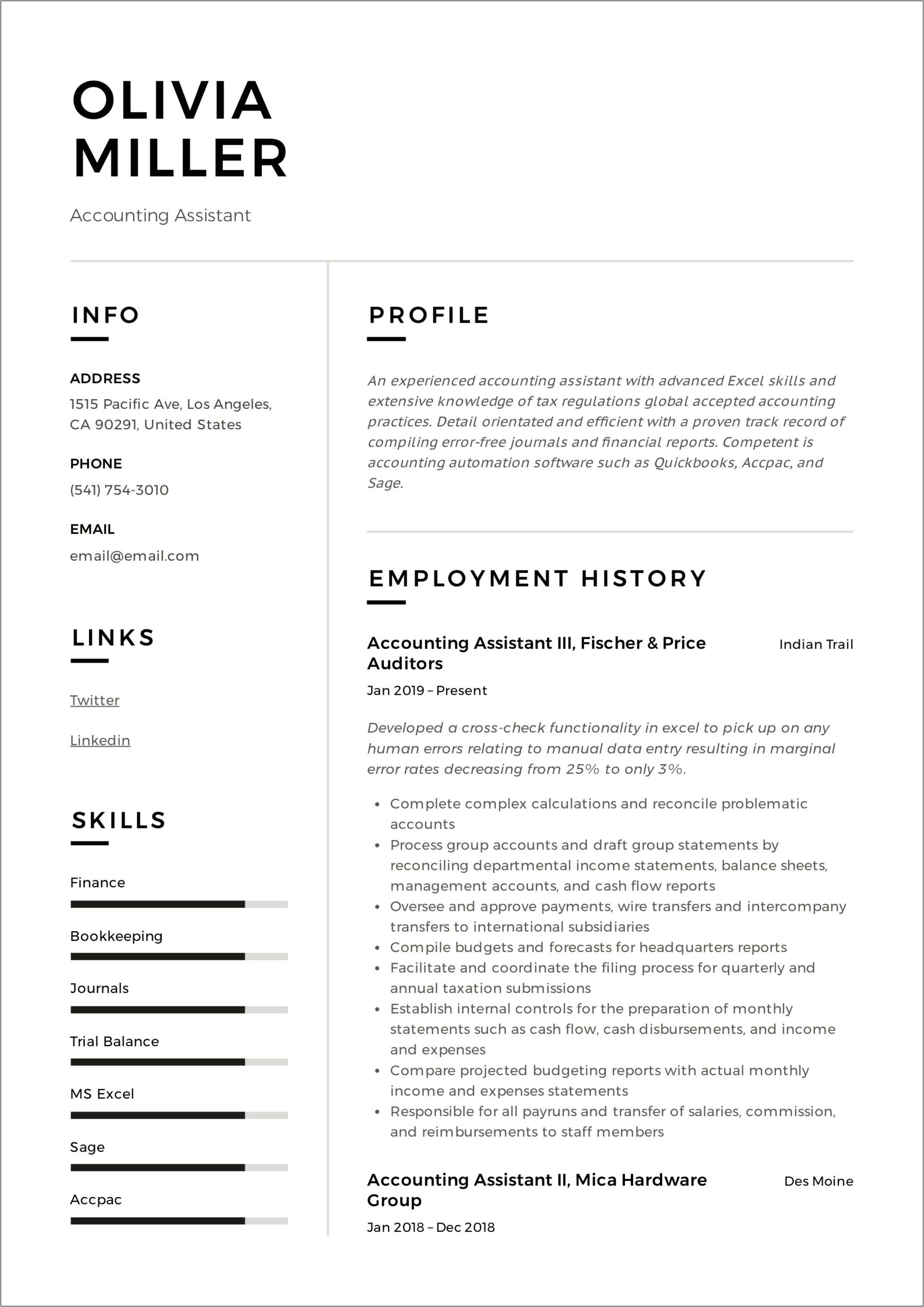 Resume For Accountant With No Experience