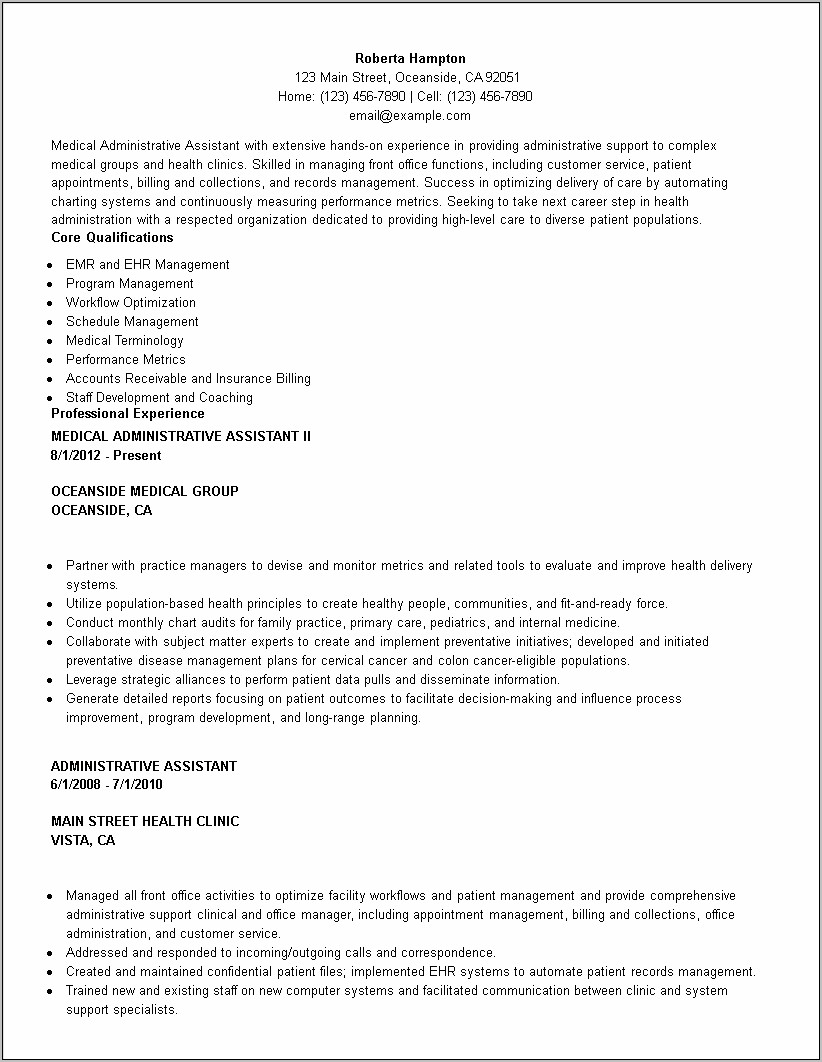 Resume For Administrative Assistant With Experience