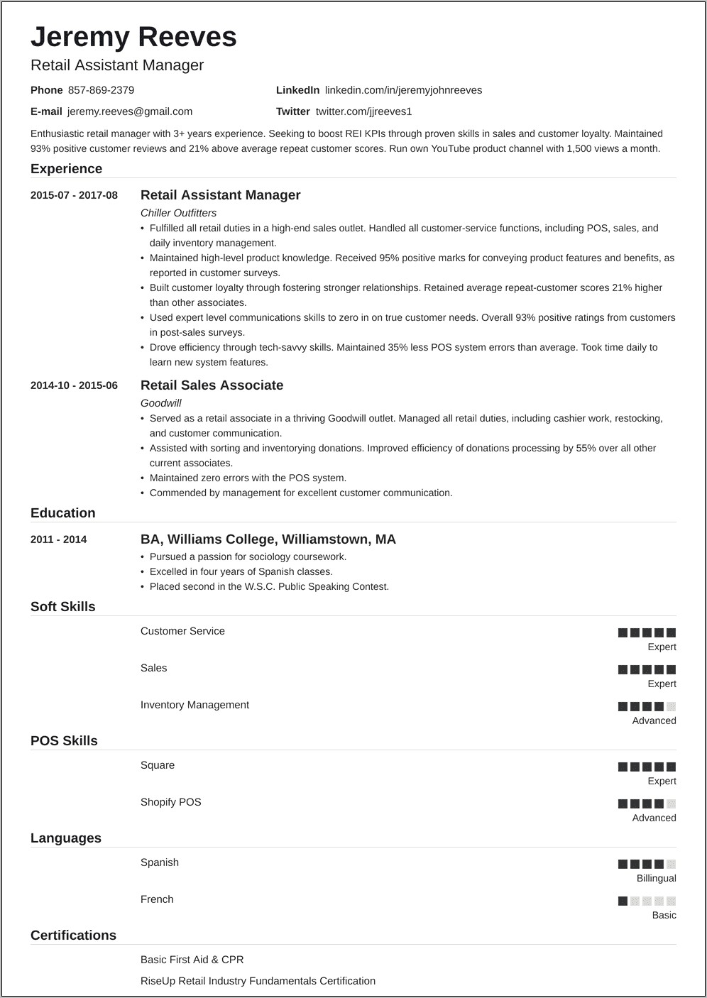 Resume For Assistant Manager Sales
