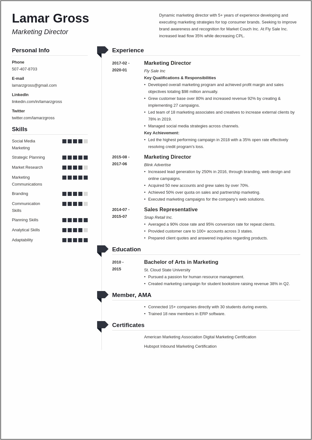 Resume For Chief Of Marketing Officer Word Format
