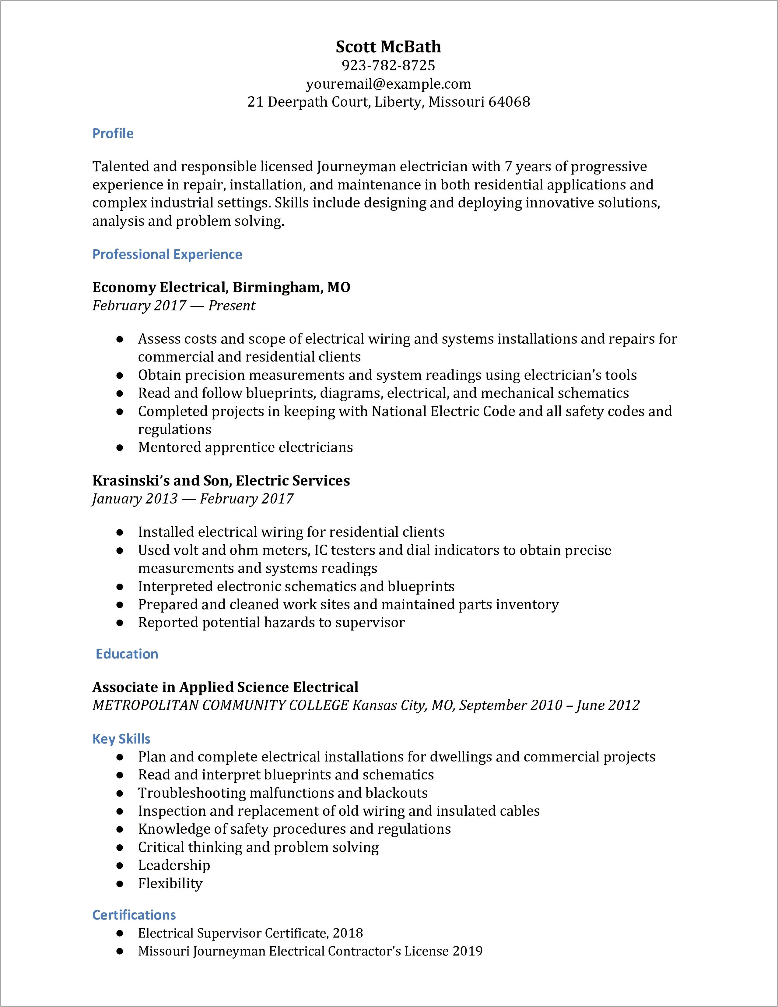Resume For Commercial Production Kitchen Manager