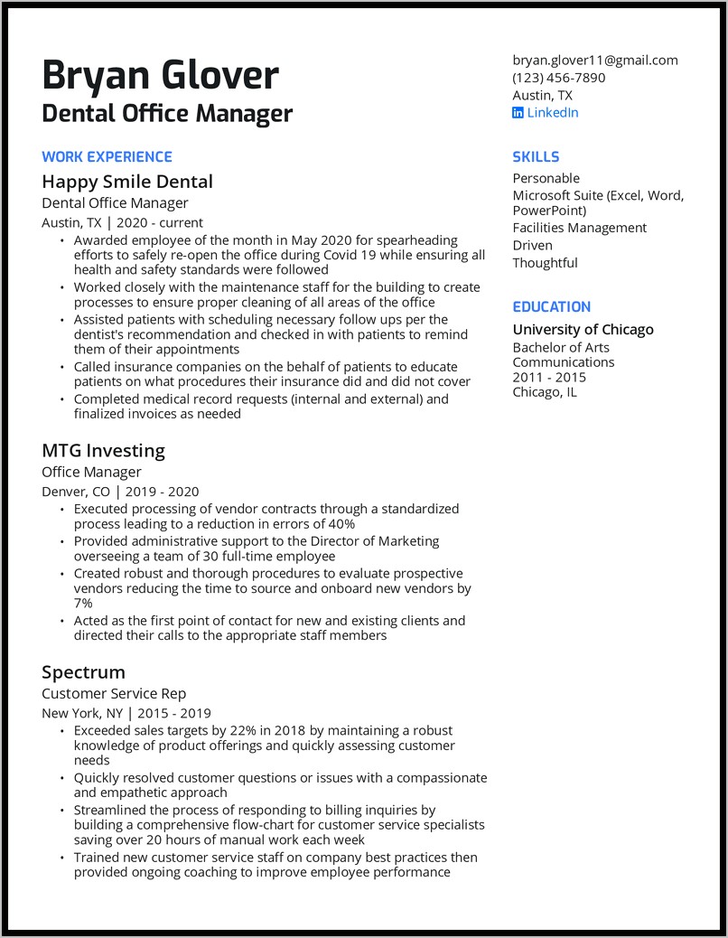 Resume For Director Of Office Management