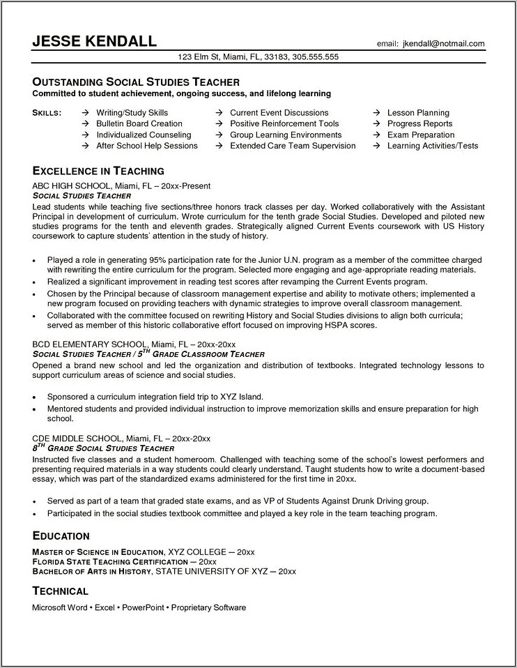 Resume For Explaining After School Care